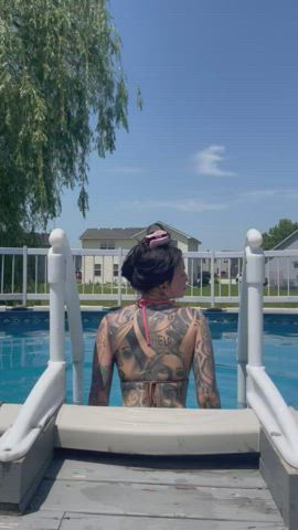 ass bikini bubble butt petite pool tattoo tattedphysique gif