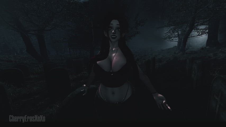 Goth girl dancing in a graveyard, need I say more? 😉