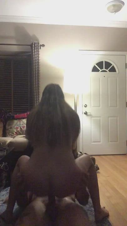 Amateur Bouncing Cowgirl Cuckold Hotwife Pawg gif