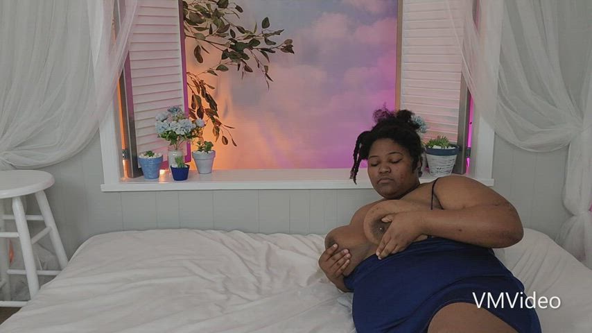 bbw ebony interracial lactating milking gif