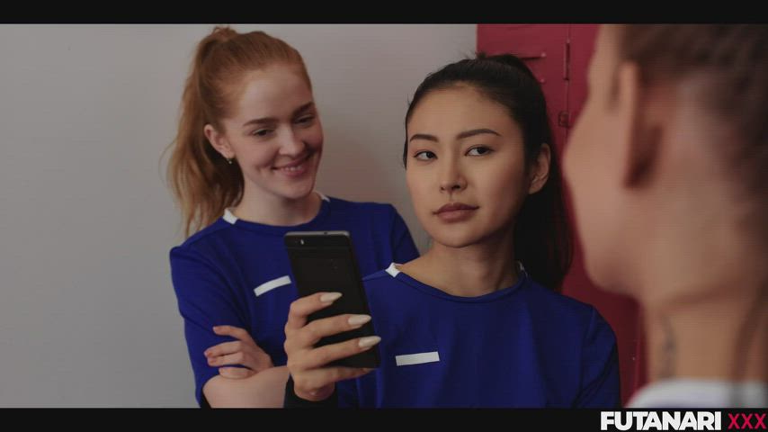 big tits cumshot futanari gif