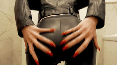 amateur ass brunette cute leather leggings onlyfans petite pussy gif
