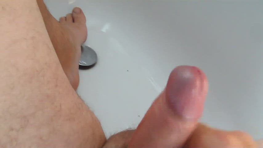 My uncut cock, cumshot