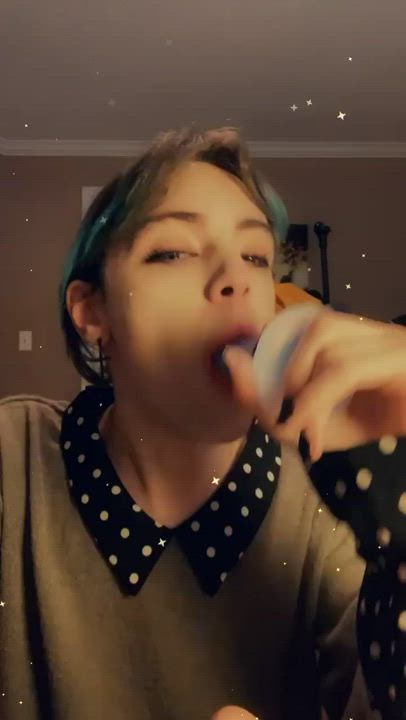 Just a horny librarian sucking cock