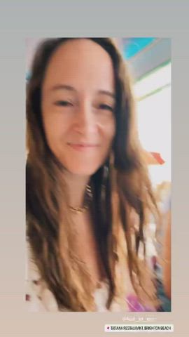 Cleavage from her sister's feed