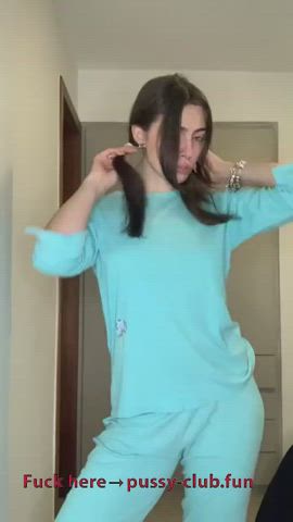 asshole brunette cum in mouth femboy homemade lingerie nsfw tiktok tits gif