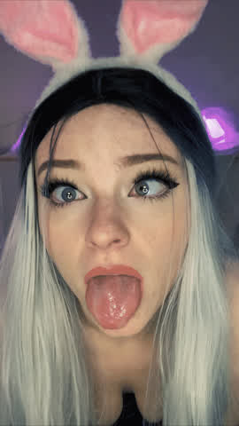 Ahegao Barely Legal Belle Long Tongue Pink Tongue Fetish gif