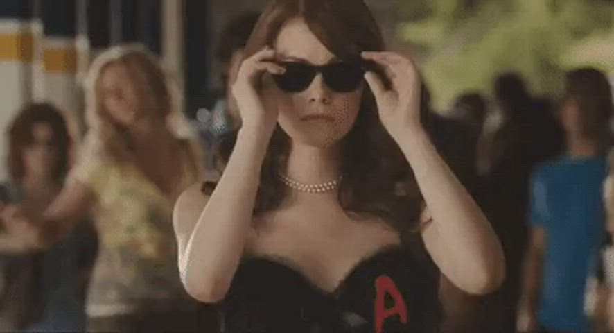 emma stone glasses redhead gif