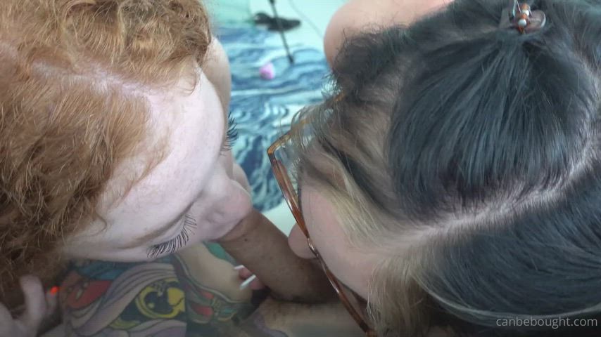 blowjob redhead threesome gif