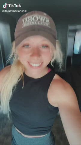 Fitness Muscular Girl Blonde Pawg Bubble Butt gif