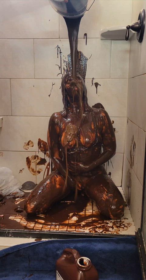 Covered head to toe in chocolate and masturbating!! Check comments below loves!