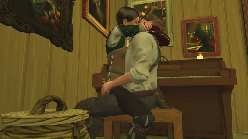 animation couple kissing passionate gif