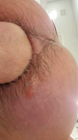 my creamy hole taking a fist