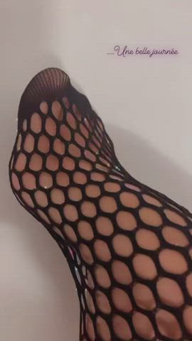 feet fishnet foot fetish thighs thong gif