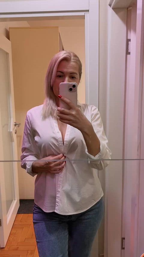 That’s what a 52yo milf hides under her classic white shirt