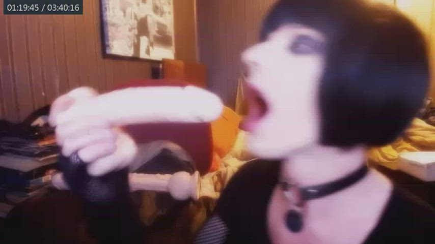 deepthroat dildo throat fuck trans trans woman webcam gif
