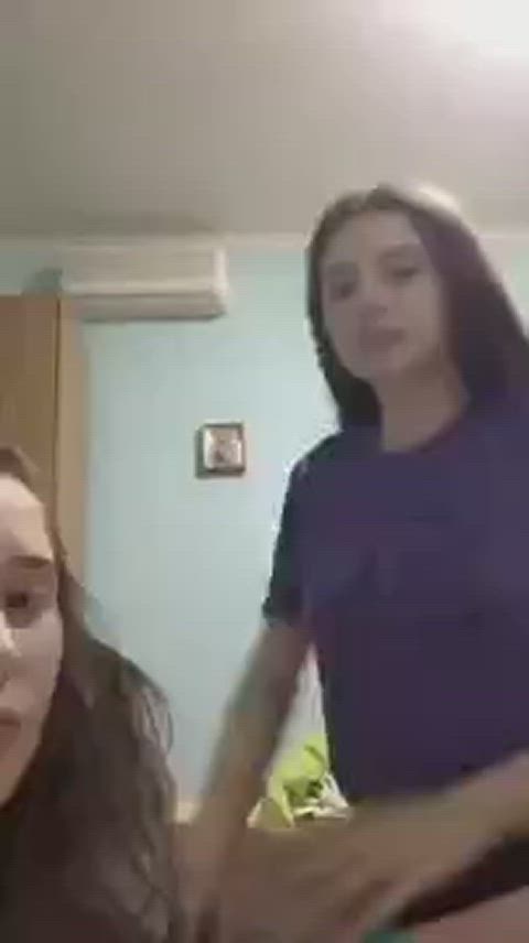 Bored Slavic Russian babes teasing tits (full video in Telegram)