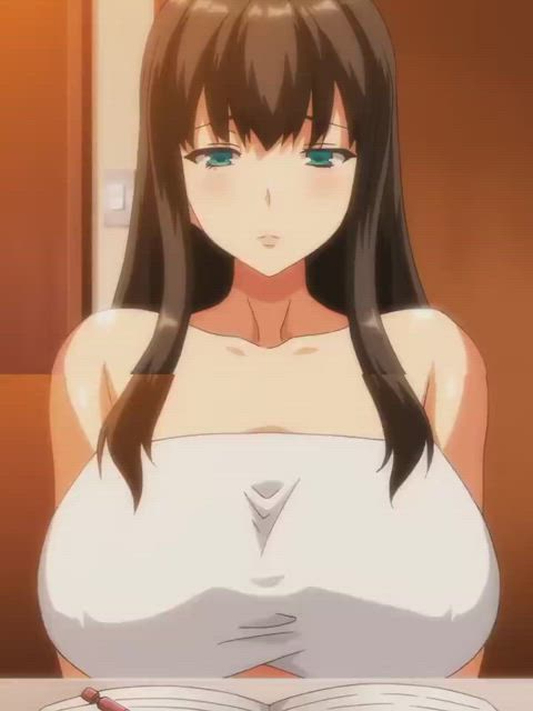 animation anime big tits boobs bouncing tits hentai huge tits tits towel ecchi-anime