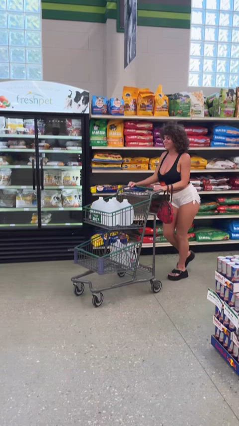 ass big tits brunette curly hair jiggling natural tits non-nude shorts tank top tiktok