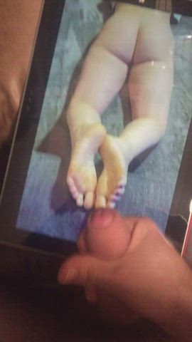 cumshot feet tribute gif